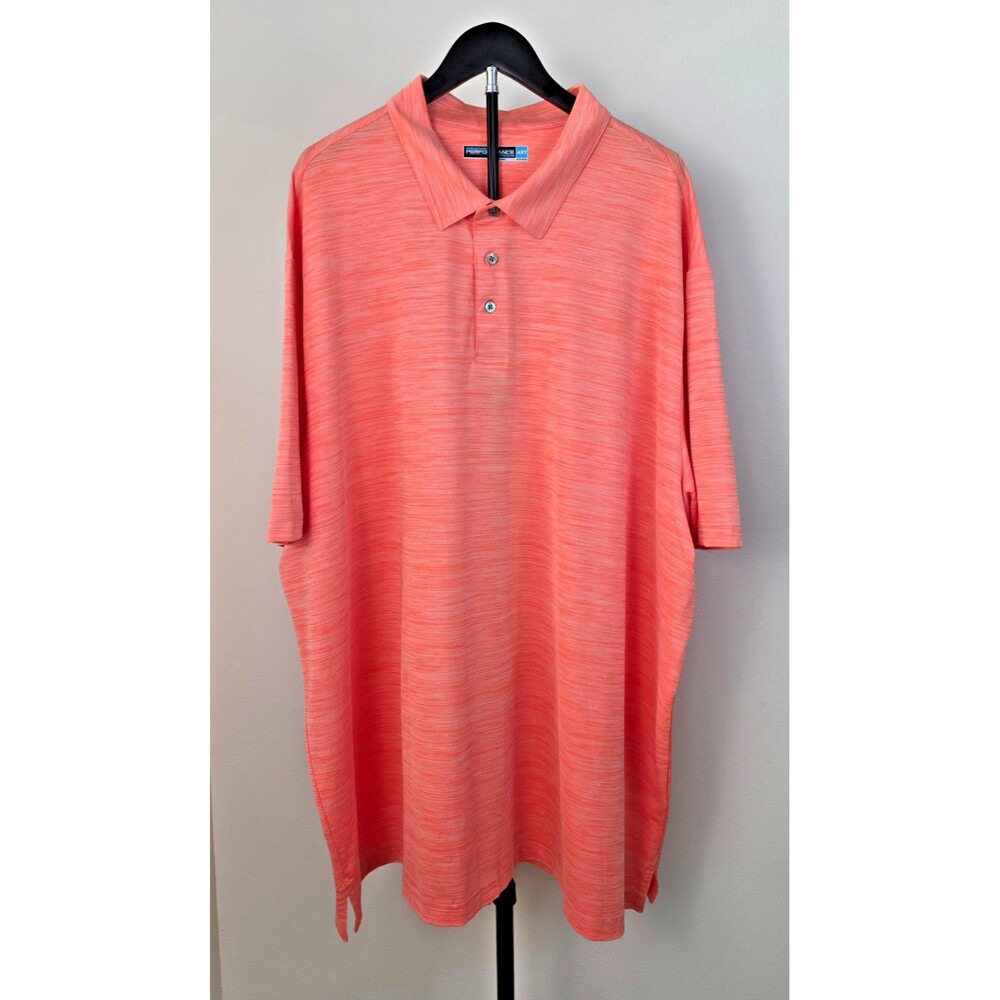 Men's ROUNDTREE & YORKE Orange Performance Short-Sleeve Collared Shirt 4XT